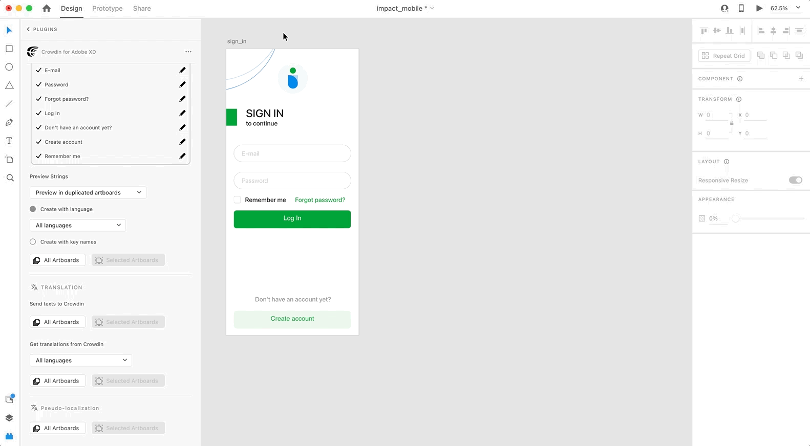 Adobe XD 插件预览字符串