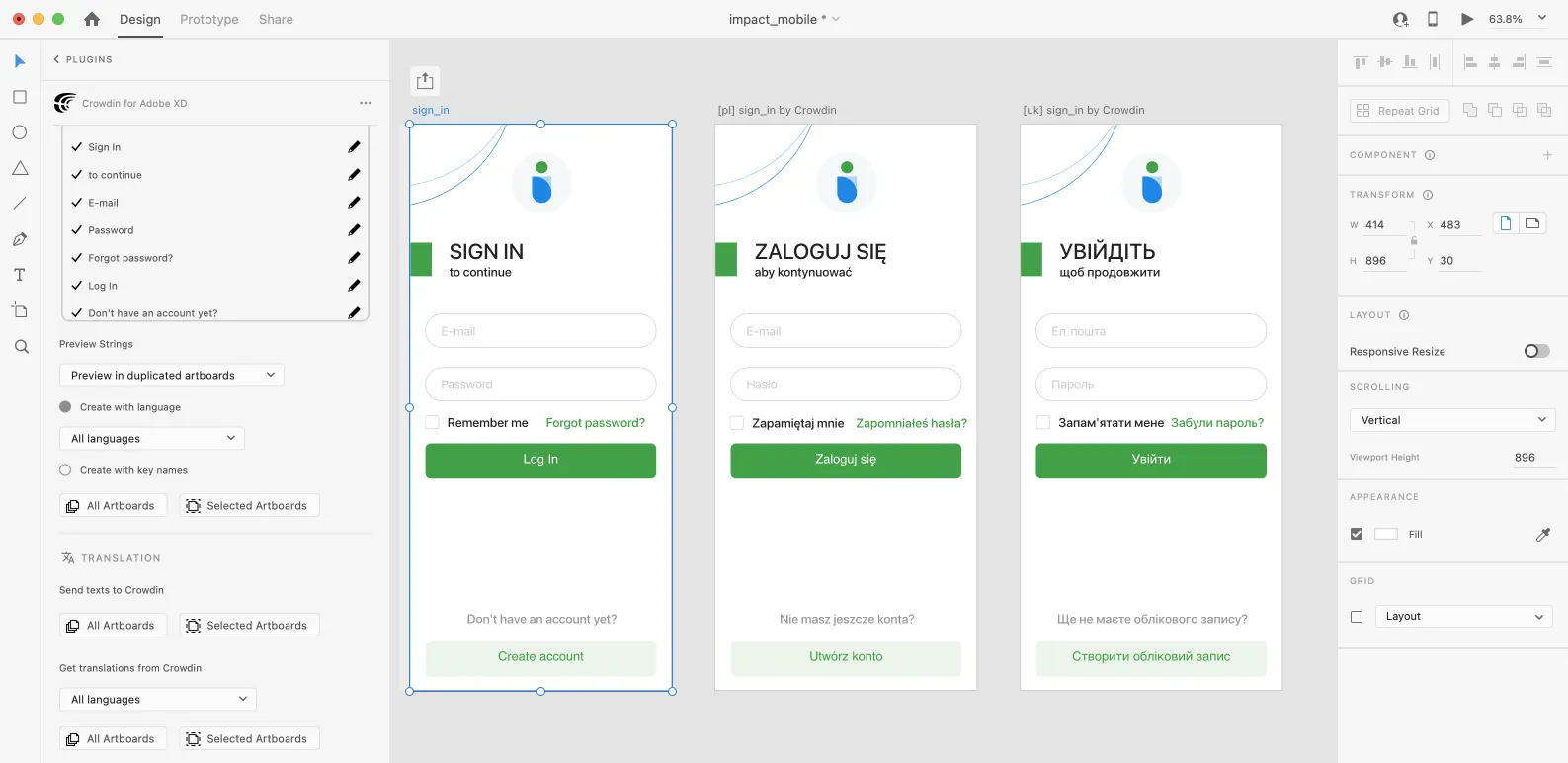 Adobe XD 插件上传的翻译