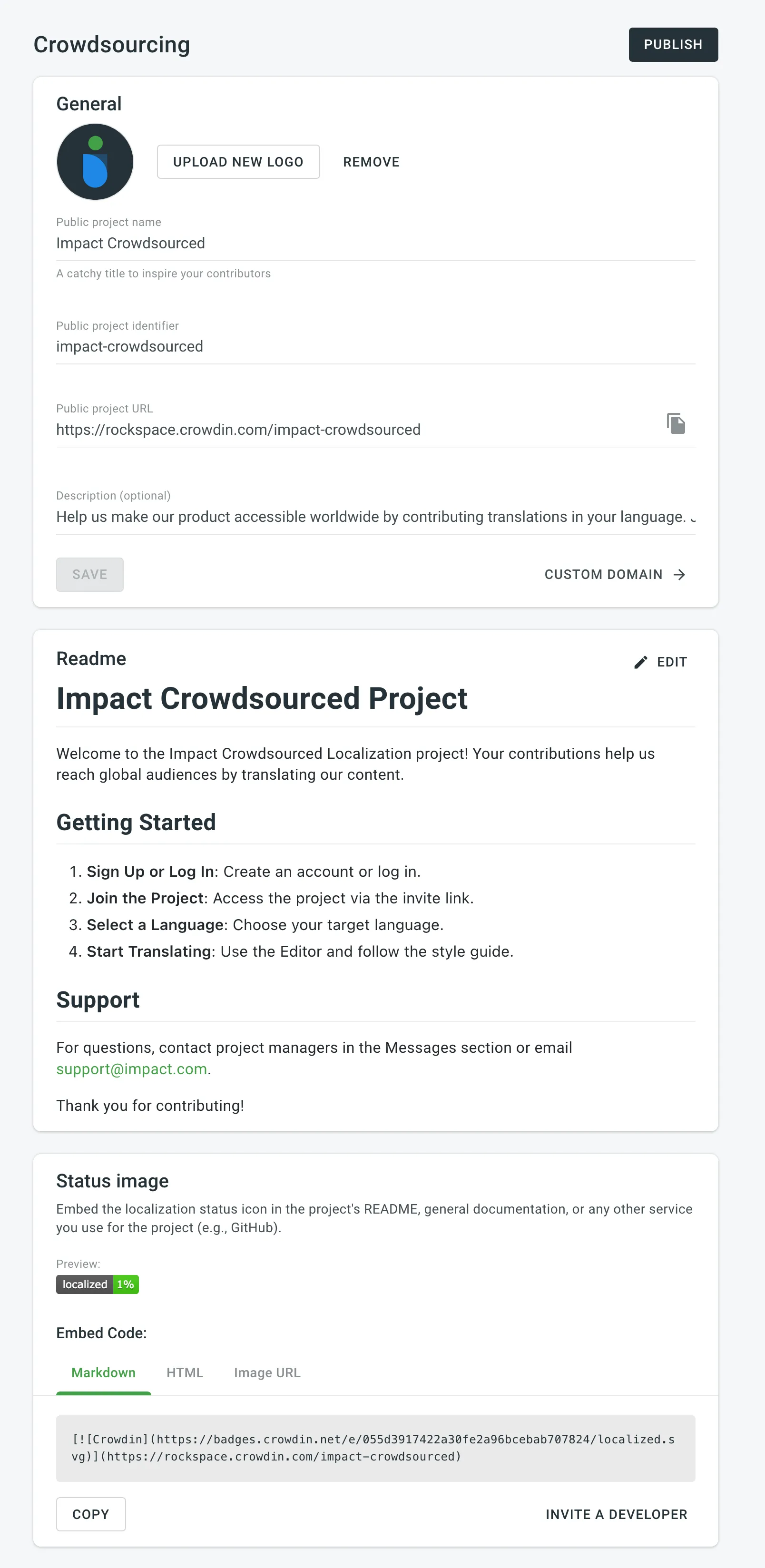 Crowdsourcing-Projekteinstellungen
